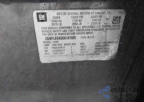 2013 Chevrolet Equinox 1Lt z USA, uszkodzony, nr VIN 2GNFLEEK6D6181926